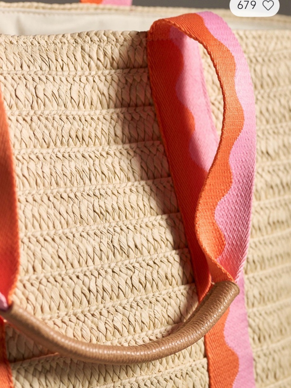 Anthropologie Shiraleah Raffia Tote Bag Pink & Orange: NWT - Picture 3 of 5